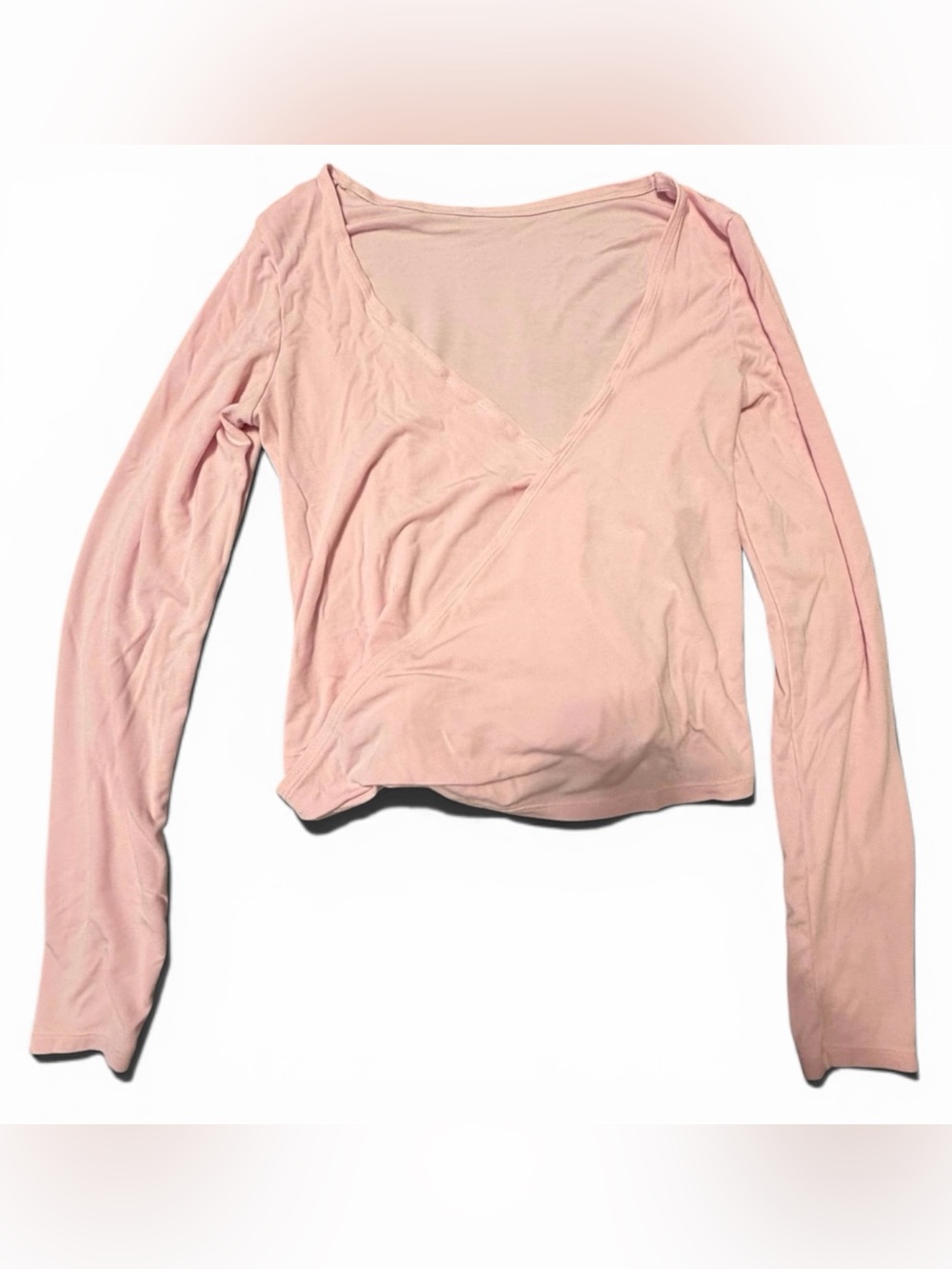Amazon, Suuksess brand, Light Pink Wrap Top, Long Sleeve, Crop, Lightweight